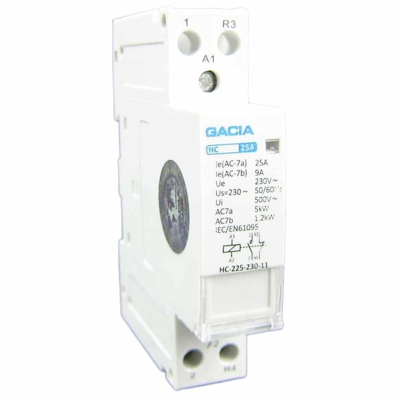 2 polig 2NO 25A 24VAC Installatierelais Gacia installatierelais 25a 2 polig 2 NO 24VAC - HC-2520a