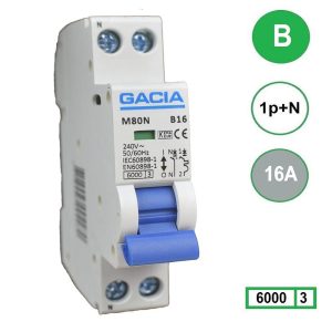 Gacia installatieautomaat 1P+N B16 6KA - M80N-B16