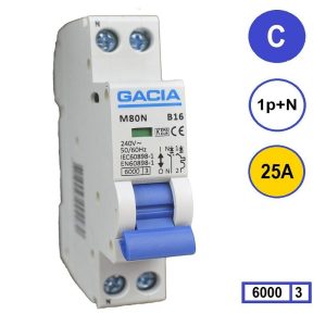 Gacia installatieautomaat 1P+N C25 6KA - M80N-C25