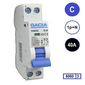 Gacia installatieautomaat 1P+N C40 6KA - M80N-C40