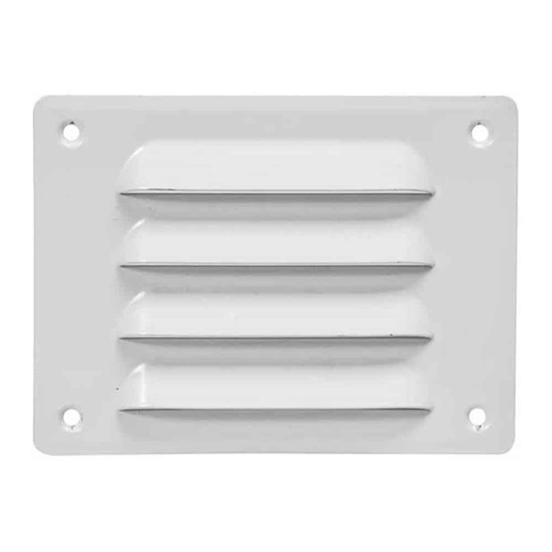 Metalen ventilatierooster rechthoekig wit 140 x 105mm