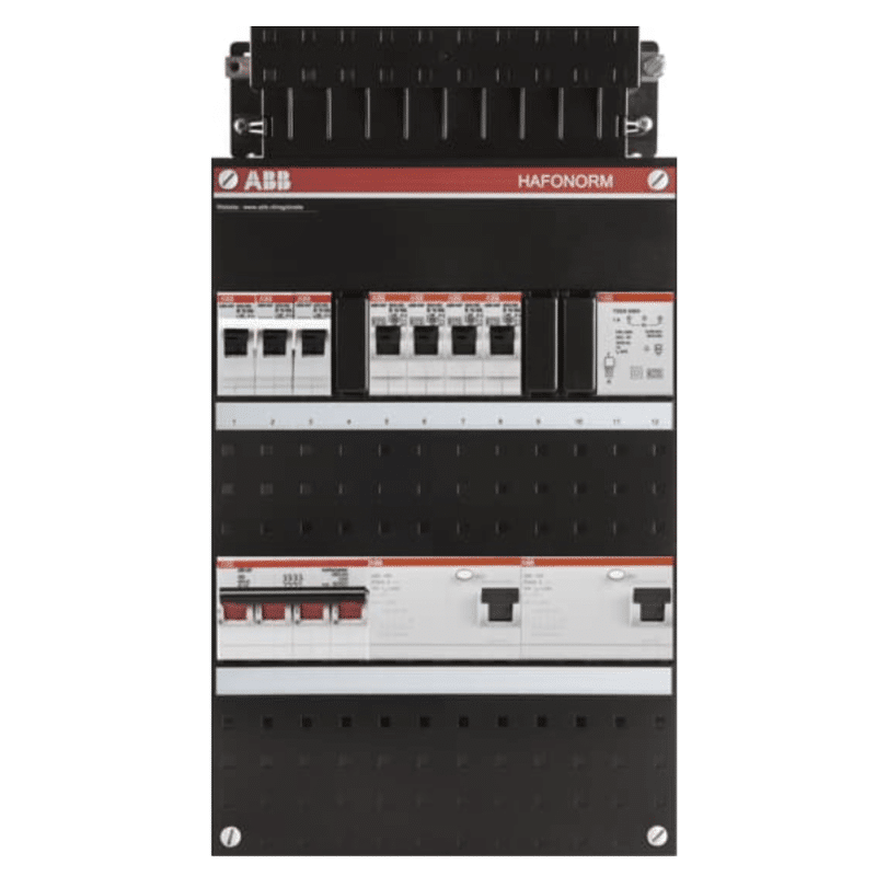 ABB busboard groepenkast 3 fase 4 groepen + kookgroep + beltrafo 220 x 390 1 ABB busboard groepenkast 3 fase 4 groepen + kookgroep + beltrafo 220 x 390 1