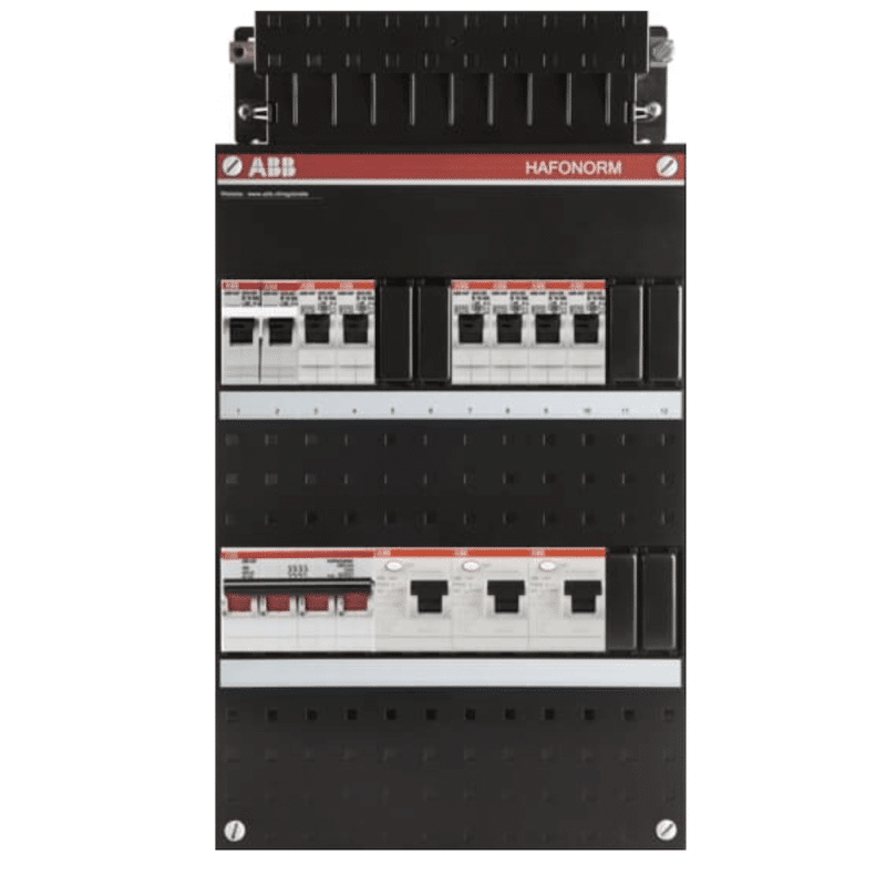 ABB busboard groepenkast 3 fase 6 groepen + fornuisgroep 220 x 390 1 ABB busboard groepenkast 3 fase 6 groepen + fornuisgroep 220 x 390