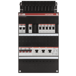 ABB busboard groepenkast 3 fase 6 groepen + fornuisgroep + beltrafo 220 x 390 1