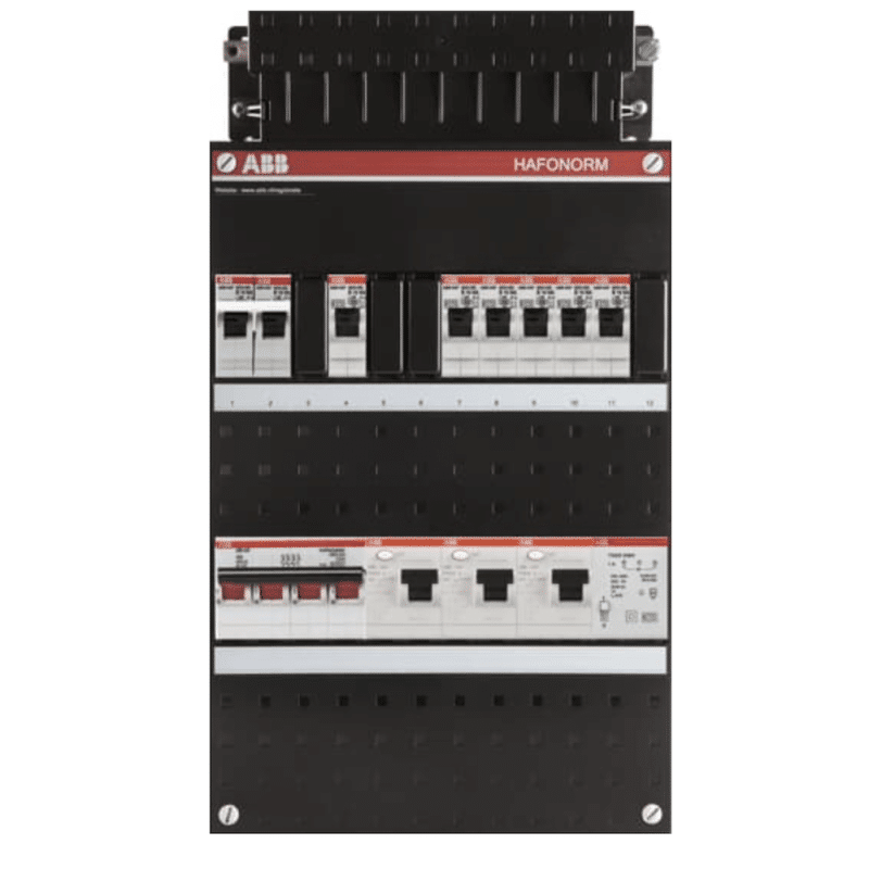 ABB busboard groepenkast 3 fase 6 groepen + fornuisgroep + beltrafo 220 x 390 1 ABB busboard groepenkast 3 fase 6 groepen + fornuisgroep + beltrafo 220 x 390 1