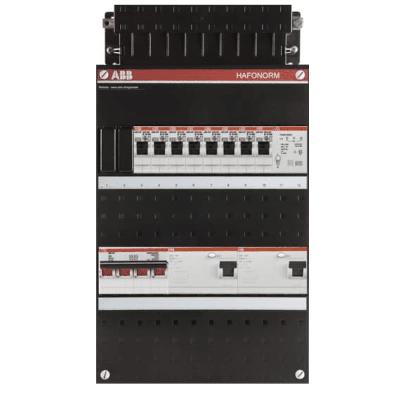 ABB busboard groepenkast 3 fase 8 groepen + beltrafo 220 x 390 1 ABB busboard groepenkast 3 fase 8 groepen + beltrafo 220 x 390 1