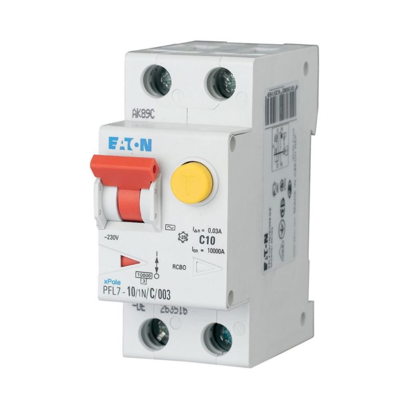 Eaton aardlekautomaat C 10A 1P+N 30mA - PFL7-10 Eaton aardlekautomaat C 10A 1P+N 30mA - PFL7-10