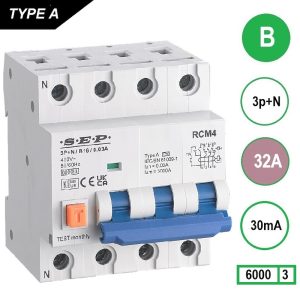 Sep aardlekautomaat B 32A 3P+N 30mA - RCM4