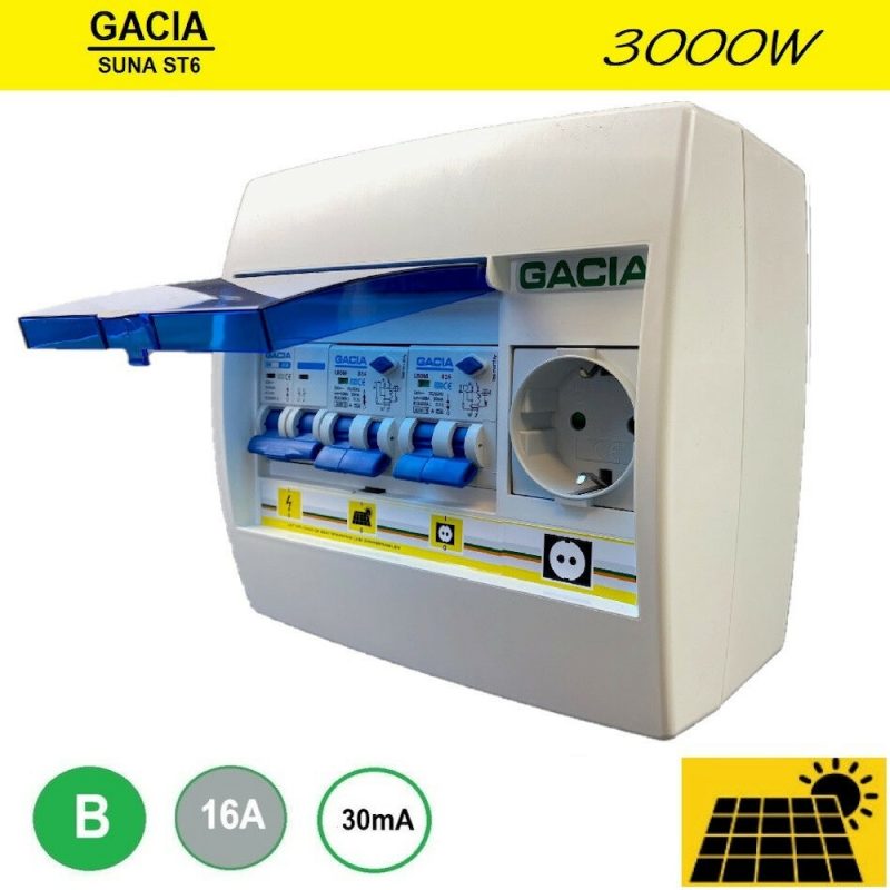 Gacia pv verdeler ST6 SUNA 3000W - 1x ALA B16 + 1x WCD Gacia pv verdeler ST6 SUNA 3000W - 1x ALA B16 + 1x WCD