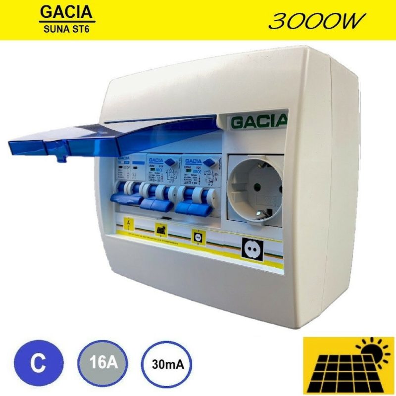 Gacia pv verdeler ST6 SUNA 3000W - 1x ALA C16 + 1x WCD Gacia pv verdeler ST6 SUNA 3000W - 1x ALA C16 + 1x WCD