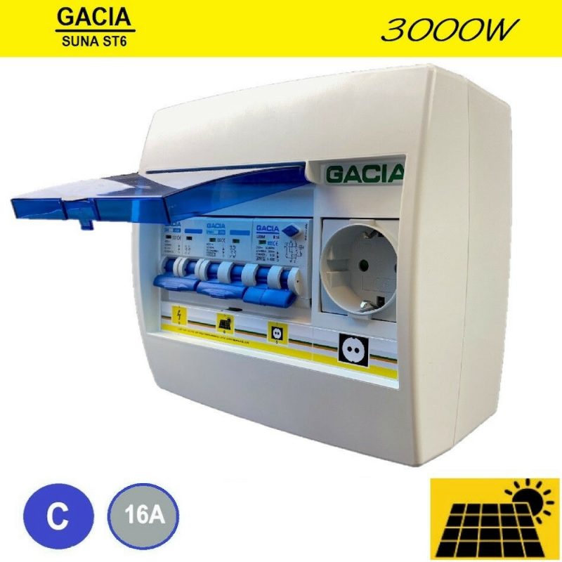 Gacia pv verdeler ST6 SUNA 3000W - 1x C16 + 1x WCD Gacia pv verdeler ST6 SUNA 3000W - 1x C16 + 1x WCD