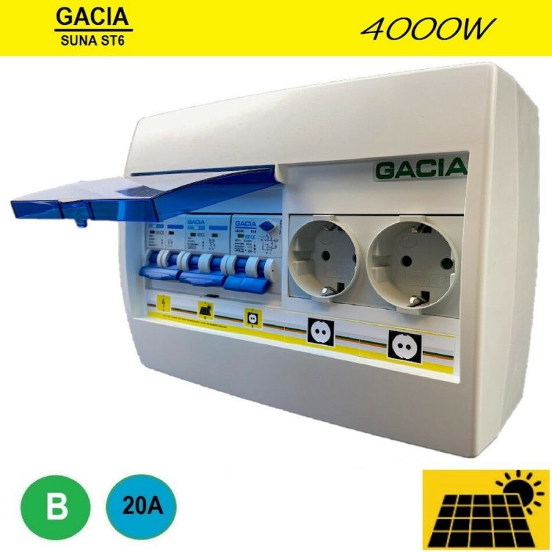 Gacia pv verdeler ST6 SUNA 4000W - 1x B20 + 2x WCD Gacia pv verdeler ST6 SUNA 4000W - 1x B20 + 2x WCD