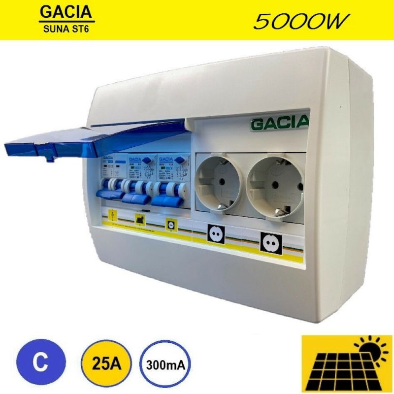 Gacia pv verdeler ST6 SUNA 5000W - 1x ALA C25 300ma + 2x WCD Gacia pv verdeler ST6 SUNA 5000W - 1x ALA C25 300ma + 2x WCD