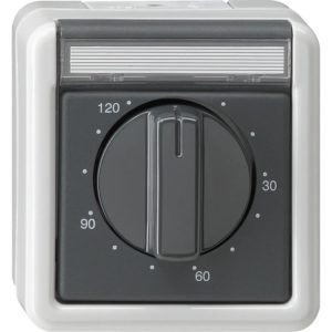 Gira tijdschakelaar 2-polig 120 minuten tekstkader opbouw IP44 - 032130
