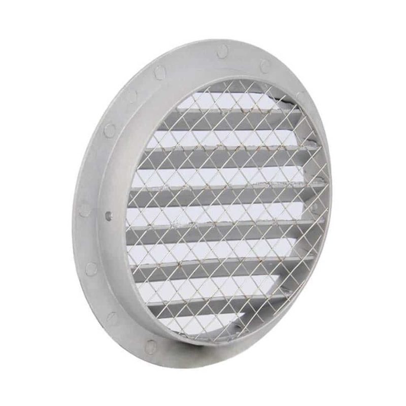 Europlast aluminium buitenlucht muur rooster zilver Ø 160mm - DSAV160 160 alu buiten rooster grijs back 1