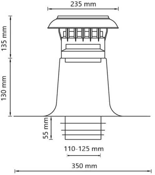 Anjo platdak ontluchting met kunststof kap Ø 150-160mm - 454015 Anjo platdak ontluchting met kunststof kap O 150 160mm 454015 2 1