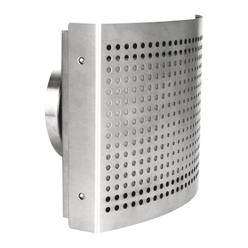 DEC RVS toevoer ventilatie ventiel met geperforeerde kap voor wandmontage Ø 100 mm - DTQAY100Y DEC RVS ventilatie toevoer ventiel O 100 mm met geperforeerde kap 1 1