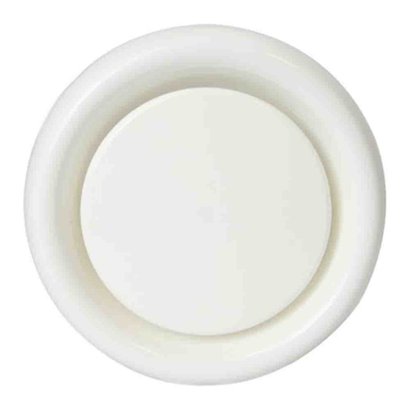 DEC kunststof toevoer/afvoer ventilatie ventiel met klemveren spierwit RAL9010 Ø 100 mm - DAV100 DEC kunststof ventilatie ventiel O 100 mm spierwit 2