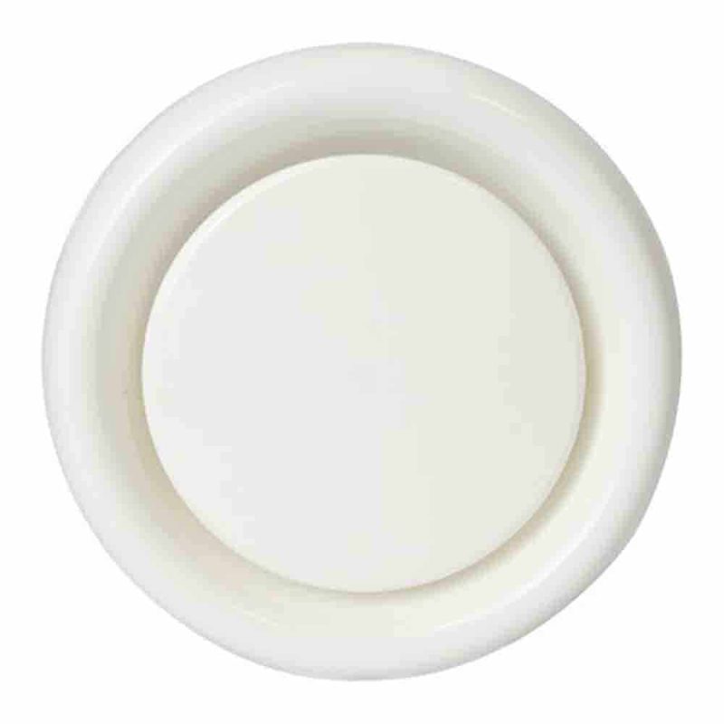 DEC kunststof toevoer/afvoer ventilatie ventiel met klemveren spierwit RAL9010 Ø 125 mm - DAV125 DEC kunststof ventilatie ventiel O 125 mm spierwit