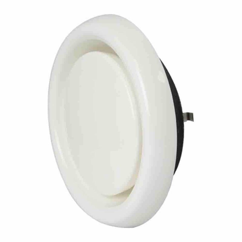DEC kunststof toevoer/afvoer ventilatie ventiel met klemveren spierwit RAL9010 Ø 160 mm - DAV160 DEC kunststof ventilatie ventiel O 160 mm spierwit 1 1