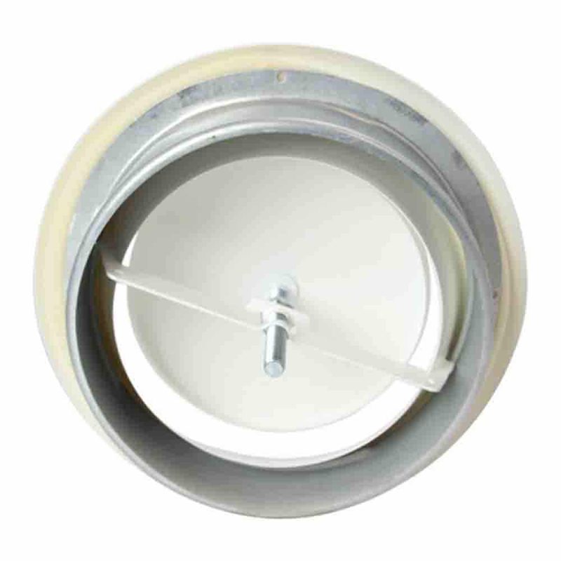 DEC metalen afvoer ventilatie ventiel met montagebus spierwit RAL9010 Ø 80 mm – DVS80 DEC metalen ventilatie afvoer ventiel montagebus O 80 mm wit 1 1
