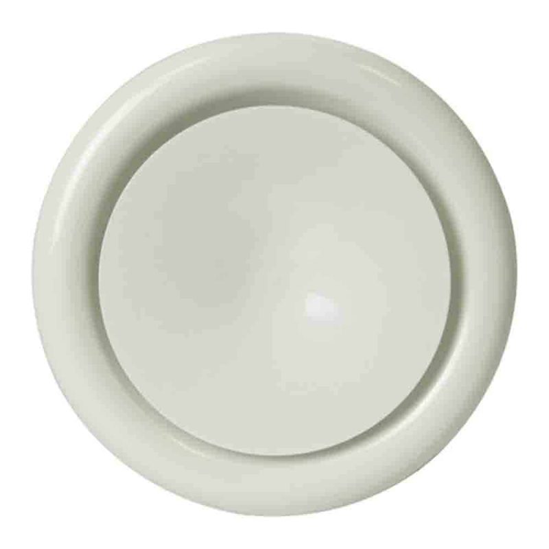 DEC metalen toevoer ventilatie ventiel met klemveren spierwit RAL9010 Ø 80 mm – DVSC-P080 DEC metalen ventilatie toevoer ventiel klemveren O 80 mm wit