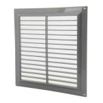 Kunststof ventilatierooster vierkant grijs met grill 250 x 250mm