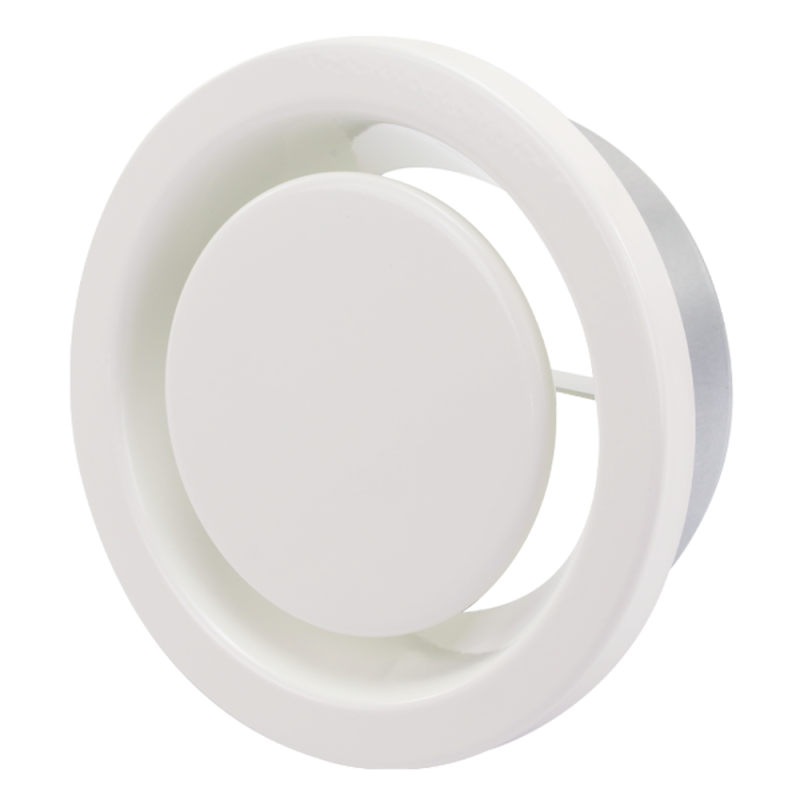 Metalen afvoer ventilatie ventiel met klemveren spierwit RAL9010 Ø 125 mm – EAV-C125 Metalen afvoer ventilatie ventiel met klemveren spierwit RAL9010 O 125 mm – EAV C125