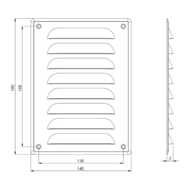 Europlast metalen sleufrooster rechthoekig bruin 140 x 190mm - MR1419B Metalen sleufrooster rechthoekig bruin 140 x 190mm 1 1