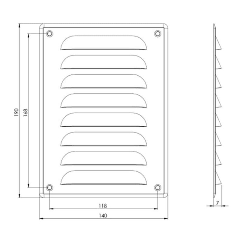 Metalen sleufrooster rechthoekig wit 140 x 190mm 1 1