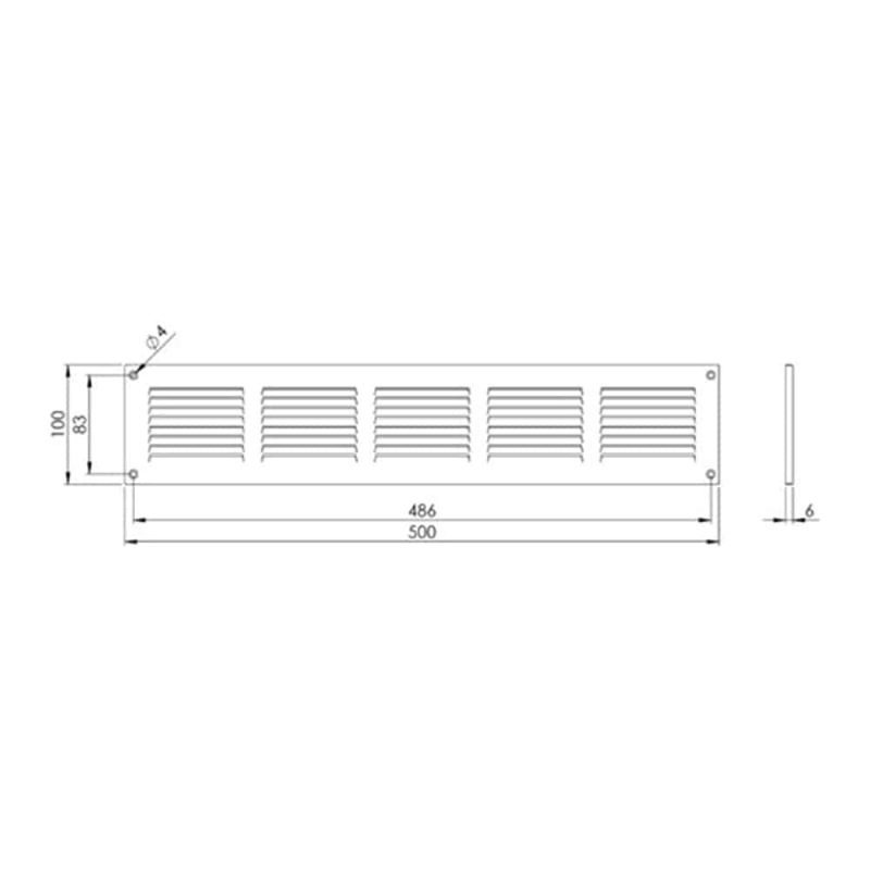 Europlast metalen sleufrooster rechthoekig wit 500 x 100mm - MR5010 Metalen sleufrooster rechthoekig wit 500 x 100mm 1 1