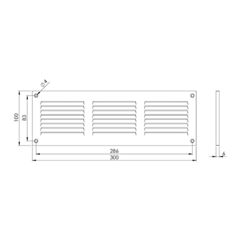 Metalen sleufrooster verstelbaar wit 300 x 100mm 1 1