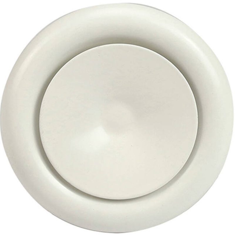 Metalen toevoer ventilatie ventiel met montagebus spierwit RAL9010 Ø 80 mm – S-DVS80 Metalen toevoer ventilatie ventiel met montagebus spierwit RAL9010 O 80 mm – S DVS80 1 1