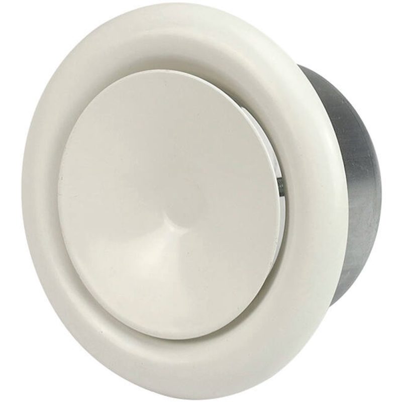 Metalen toevoer ventilatie ventiel met montagebus spierwit RAL9010 Ø 80 mm – S-DVS80 Metalen toevoer ventilatie ventiel met montagebus spierwit RAL9010 O 80 mm – S DVS80 2