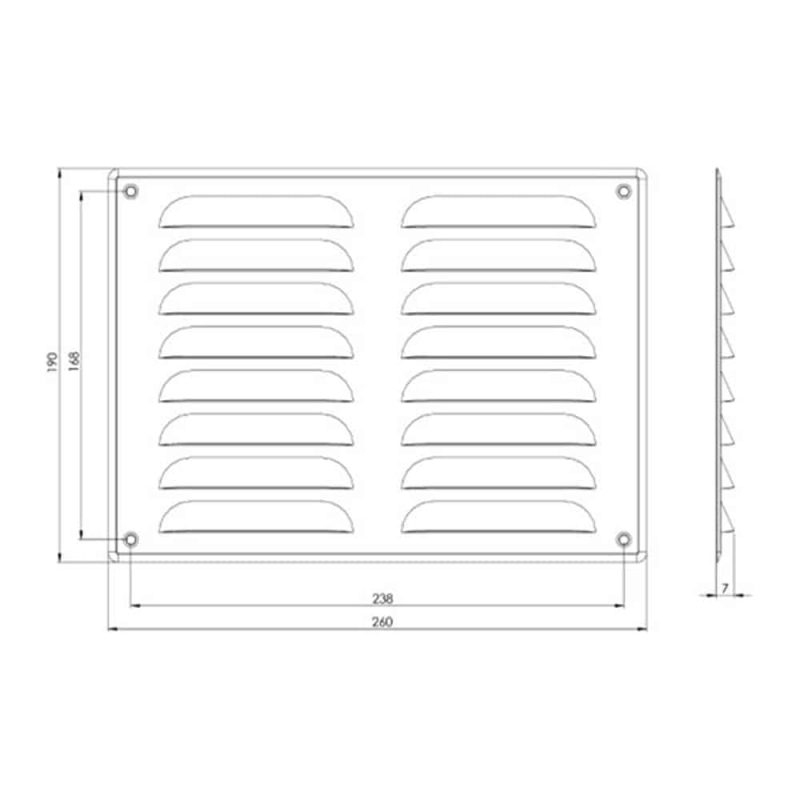 Europlast metalen ventilatierooster rechthoekig bruin 260 x 190mm - MR2619B Metalen ventilatierooster rechthoekig bruin 260 x 190mm 1 1