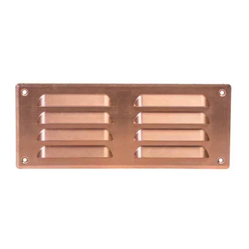 Metalen ventilatierooster rechthoekig koper 260 x 105mm Metalen ventilatierooster rechthoekig koper 260 x 105mm 2
