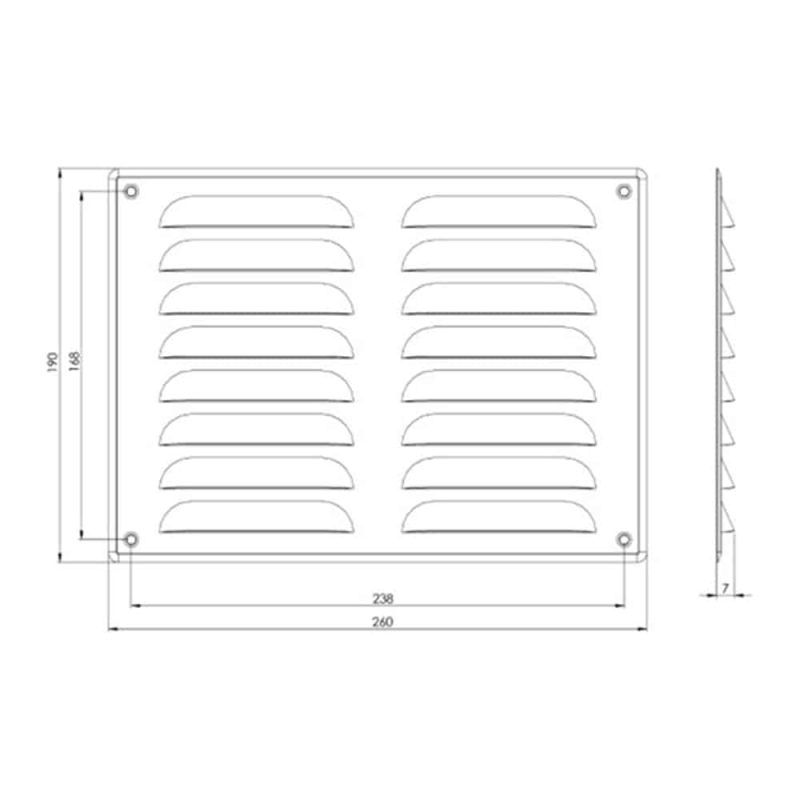 Europlast metalen ventilatierooster rechthoekig koper 260 x 190mm - MR2619CU Metalen ventilatierooster rechthoekig koper 260 x 190mm 1 1