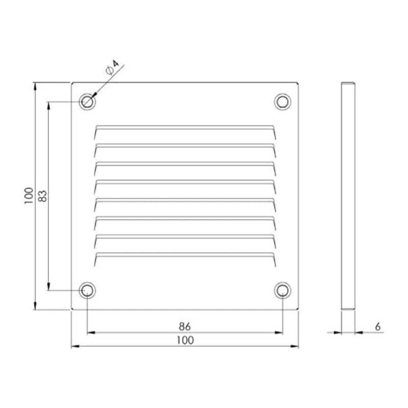 Europlast metalen ventilatierooster vierkant beige 100 x 100mm - MR1010Y Metalen ventilatierooster vierkant beige 100 x 100mm 1 1