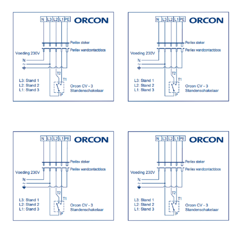 Orcon 3 standen inbouw schakelaar perilex - CV-3 Orcon 3 standen inbouw schakelaar CV 3 1 1