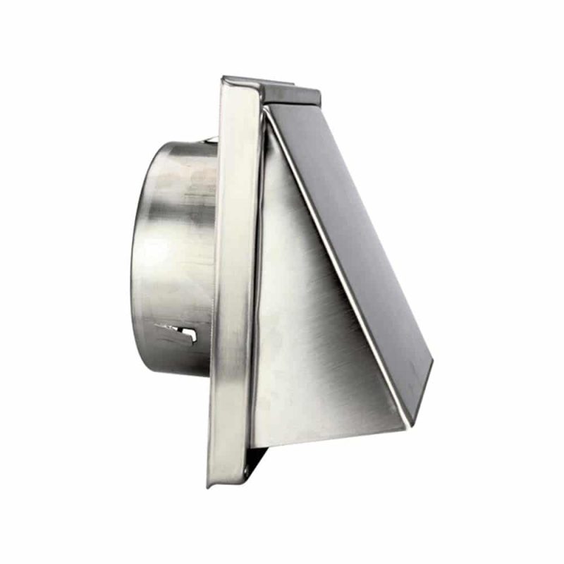 Europlast RVS gevelrooster met terugslagklep 150 x 150mm Ø 100 mm - D5G100 RVS gevelrooster 100 mm kap terugslagklep side 1