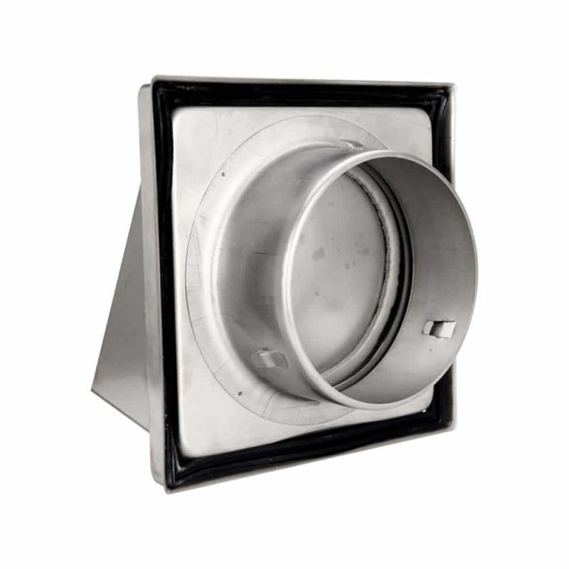 Europlast RVS gevelrooster met terugslagklep 190 x 190mm Ø 150 mm - D5G150 RVS gevelrooster 150 mm kap terugslagklep back 1