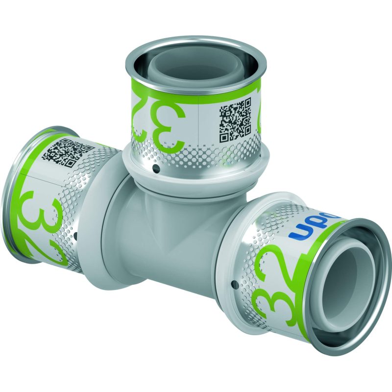 Uponor MLC composiet perskoppeling T stuk 32 x 32 x 32 Uponor MLC composiet perskoppeling T stuk 32 x 32 x 32 1