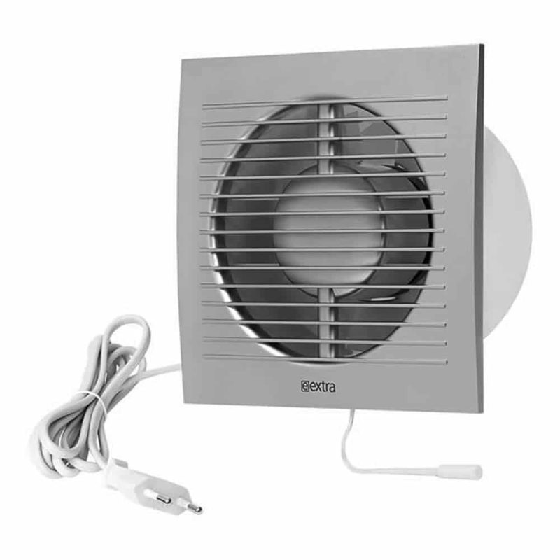 Europlast badkamerventilator 125 mm zilver met trekkoord en stekker - EE125WPS ZilverFRONTEE125WPS 1