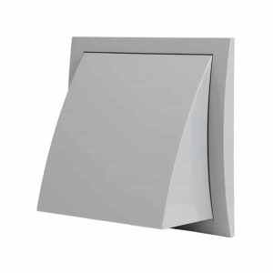 Europlast kunststof gevelrooster met terugslagklep 150 x 150mm grijs Ø 100 mm - ND10FVP
