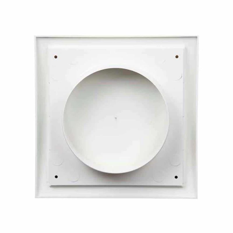 Europlast kunststof gevelrooster met terugslagklep 150 x 150mm wit Ø 100 mm - ND10FV kunststof gevelroost terugslagklep wit 100 back 1
