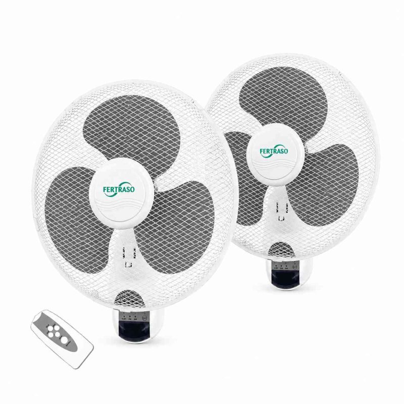 Fertraso wandventilator duo set 45cm 3 standen met 2 afstandbedieningen Fertraso wandventilator duo set 45cm 3 standen met 2 afstandbedieningen