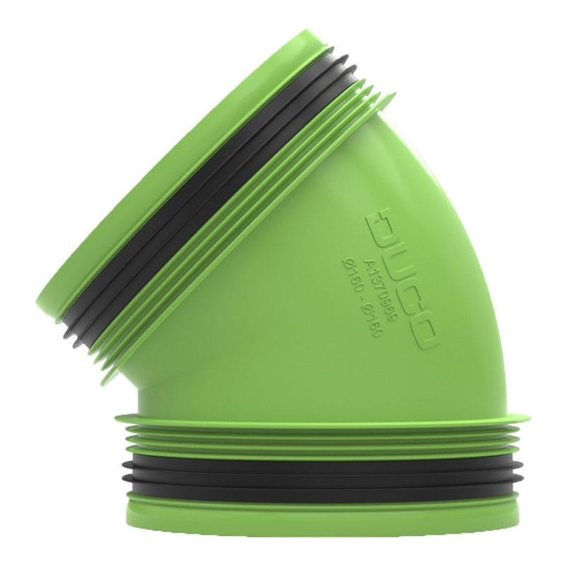Duco aansluitstuk 45° met rubber O160O160 mm 0000 4949
