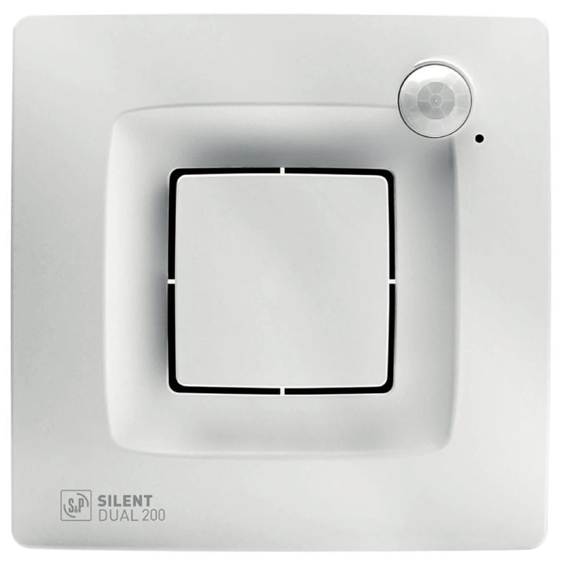 Soler & Palau badkamerventilator met hygrostaat en bewegingssensor 125 mm wit - Silent Dual 200