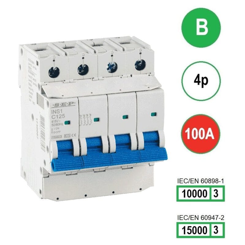 Sep installatieautomaat 4 polig B100 15KA - INS1-4B100